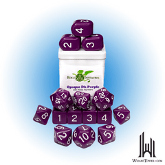 SET OF 15 DICE: OPAQUE DARK PURPLE/WHITE